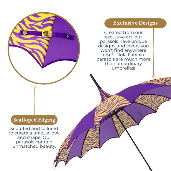 LSU Inspired Purple & Gold Tiger Print Parasol Style Umbrella - Picture 3 of 9